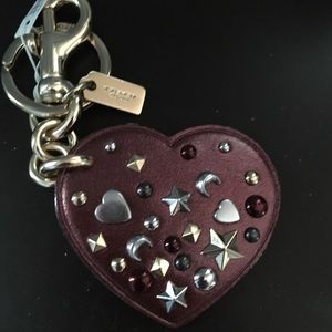 Coach studded heart shaped keychain